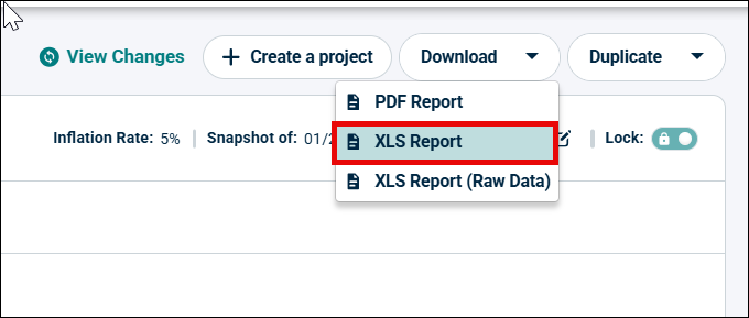 Download XLS Report button